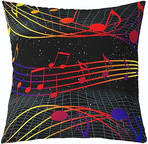 Miniatura 9 de Funda de cojín cuadrada con notas musicales, diseño geométrico retro y moderno, para sofá, sala de estar, fundas de almohada suaves, 24 x 24