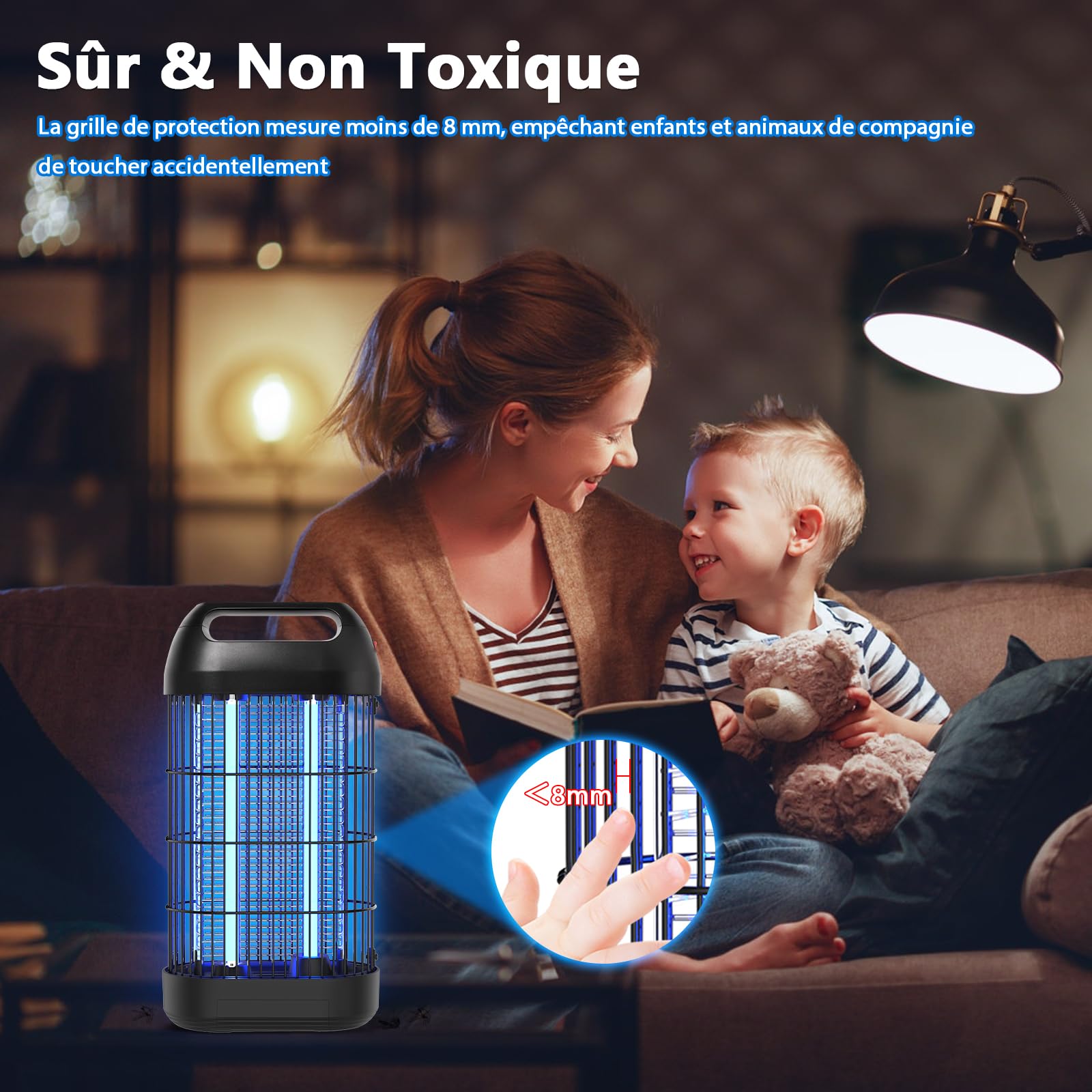 Lampe Anti Moustique Interieur, Piège à Mouche Intérieur UV 18W, Efficace Portée 80m², Tue Mouche Insecte Électrique Lumière Bleue Anti Insecte pour Maison Chambre Cuisine Salon