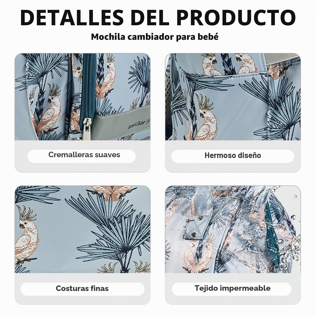 SONARIN Multifuncional Nylon Mochila de Pañales para Bebé,Gran Capacidad Impermeable Bolsa de Pañales Bolso Cambiador Bolsa de Viaje para Pañales con Cambiador & Ganchos Carrito Bebé(Animales)