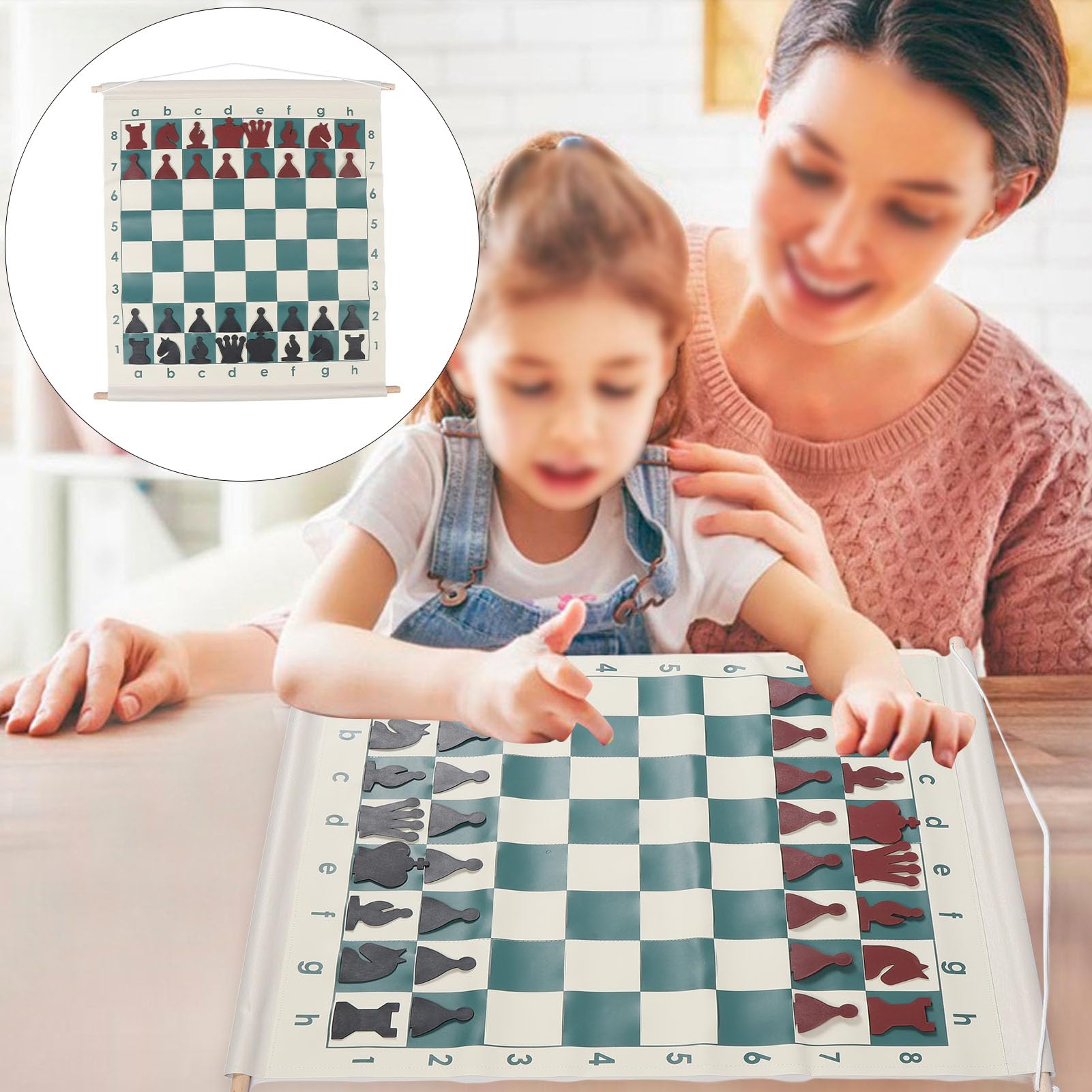 RiToEasysports Schachbrett -Set, Faltbare Tragbare Checker -Spieldemonstration Set Teaching Checker -Spiel mit 32 Schachstücken, die für Club Schoo Geschliffen Wurden