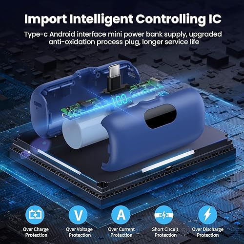 Miniatura 5 de Mini cargador portátil USB C, batería de carga rápida mejorada de 5000 mAh PD con conector USB-C integrado, pantalla LCD, compatible con iPhone 16,