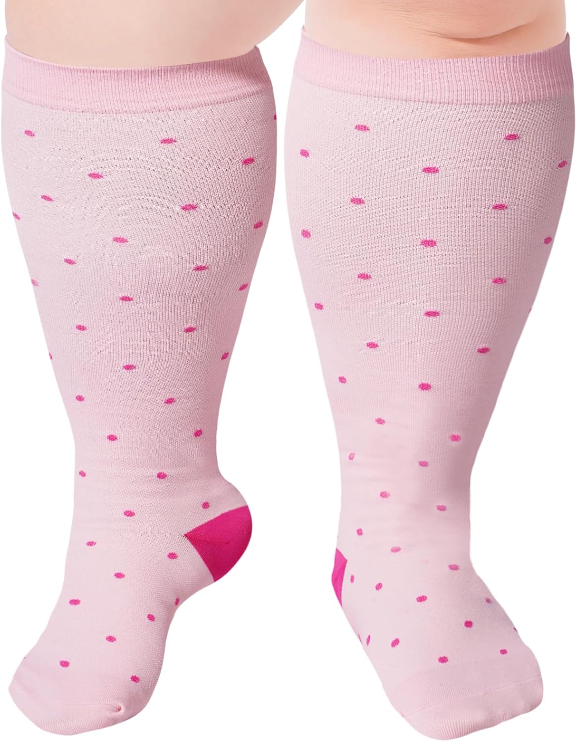 Plus Size Compression Socks for Women & Men Wide Calf 15-20 mmhg Knee High Support Socks for Running