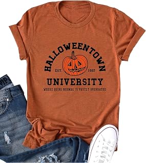 Halloween Pumpkin Shirt Womens Funny Halloweentown University Graphic Tees