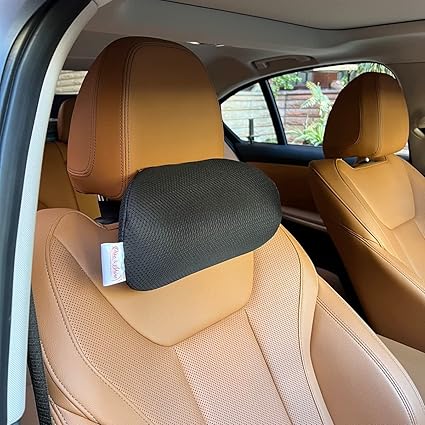 Rise & Shine Memory Foam Car Head Rest For Neck & Shoulder Pain Relief & Cervical Support (C Shape) - Black, Pack of 1