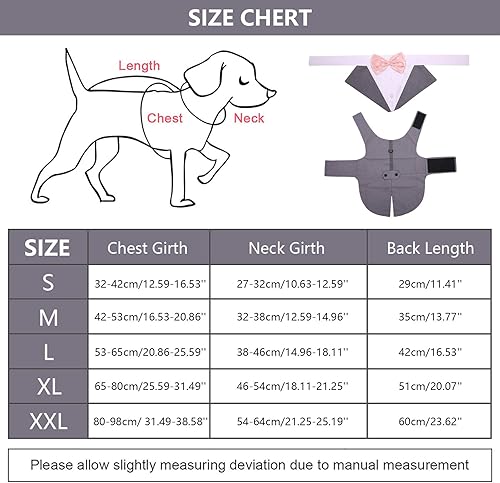 Miniatura 5 de Conjunto de traje de esmoquin para perro y bandana, para razas pequeñas, medianas y grandes, disfraz de príncipe suave para mascotas con cuello de