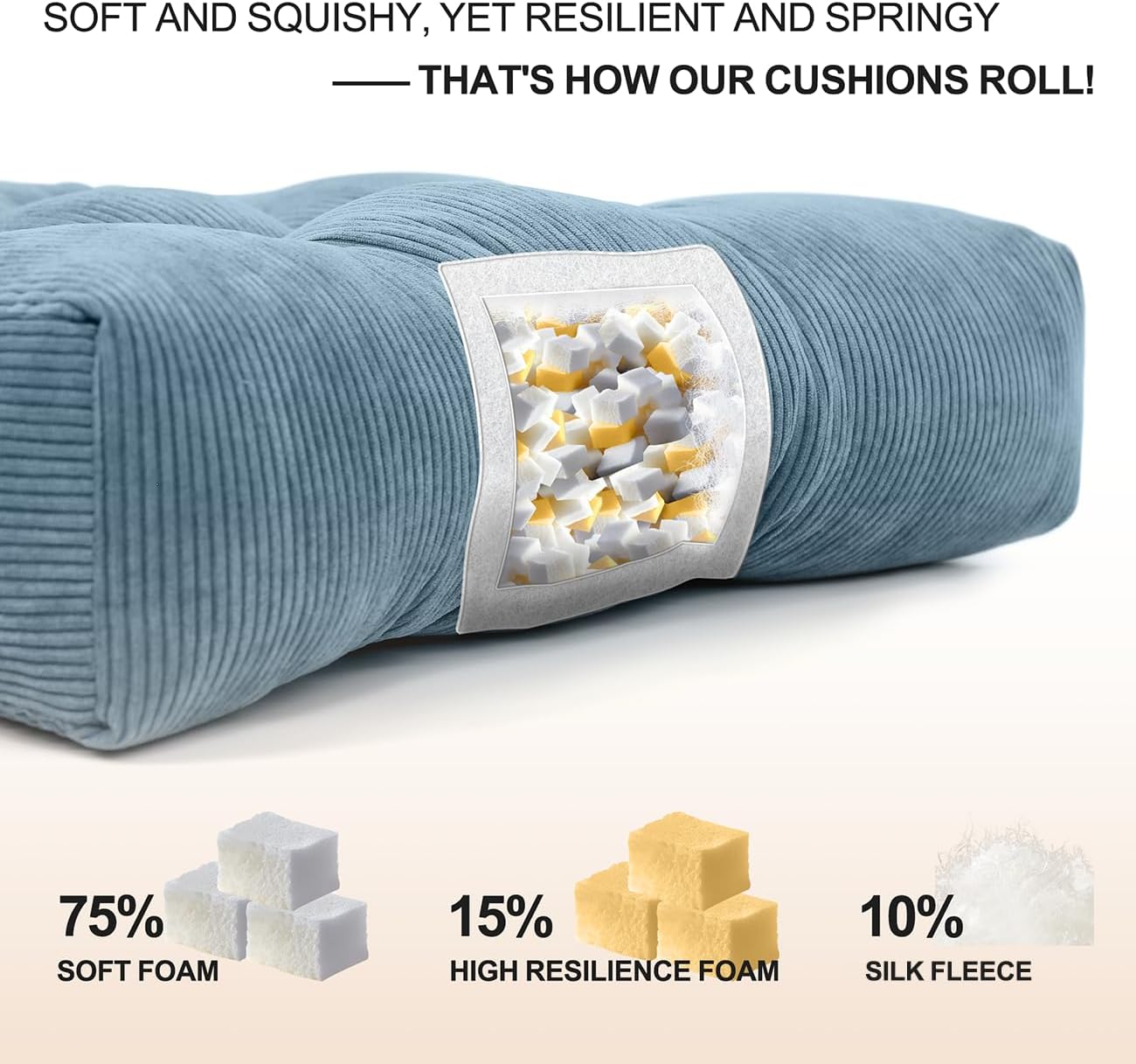 Lokex Rocking Chair Cushion Only,Tufted Non-Slip Comfortable Rocking Chair Cushions Indoor with Ties,Striped Rocking Chair Pads (Blue, 28x18/18x18)