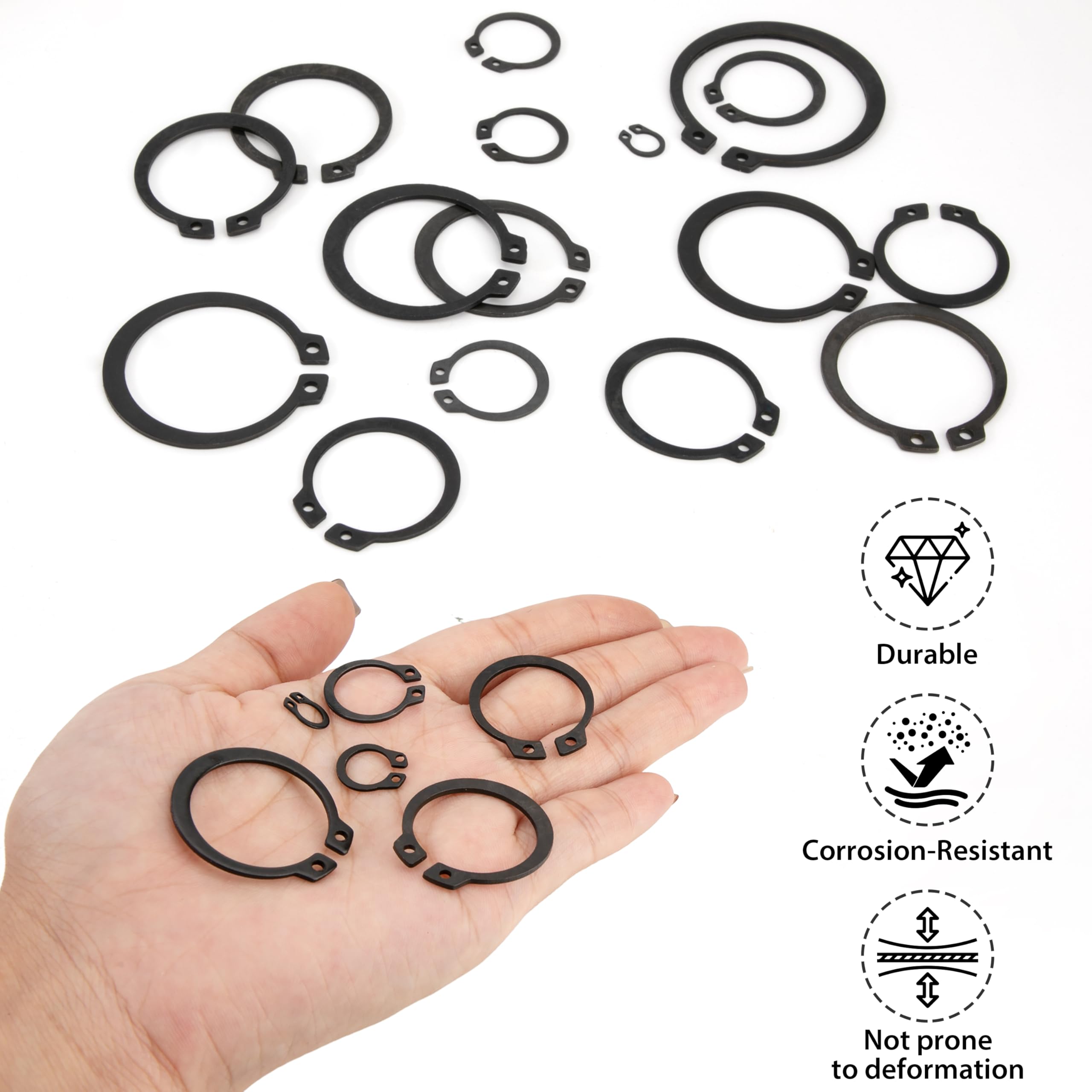 Anello di Sicurezza C-clip, 32 mm Anelli di Fissaggio a Scatto Acciaio al Carbonio Circlip Esterni Anelli Elastici di Sicurezza per Cuscinetti, Motocicli, Hardware (50 Pezzi)
