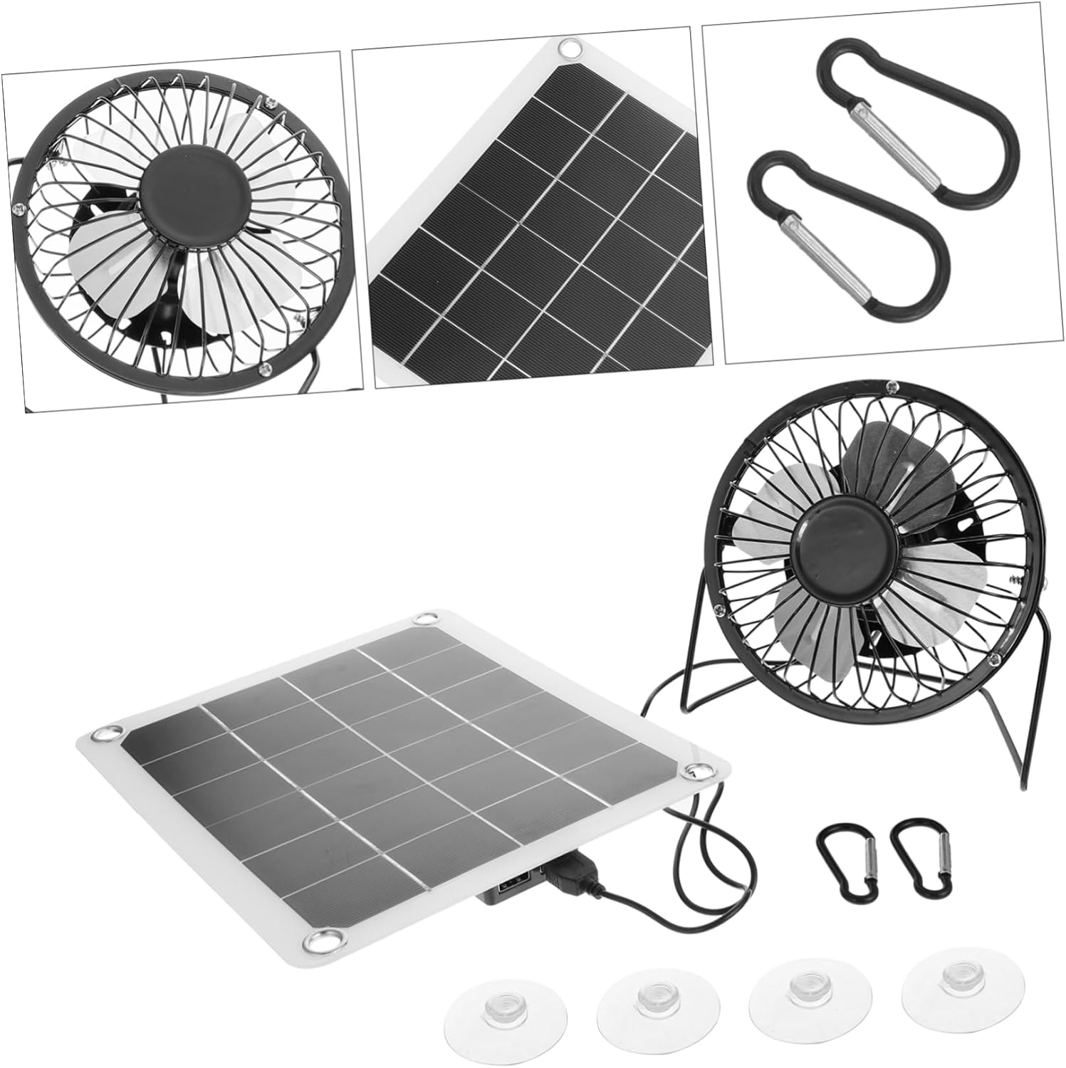 2sets Solar Panel Fan for Outdoor Ventilation Energy Efficient Quiet No Batteries Required for and Energy