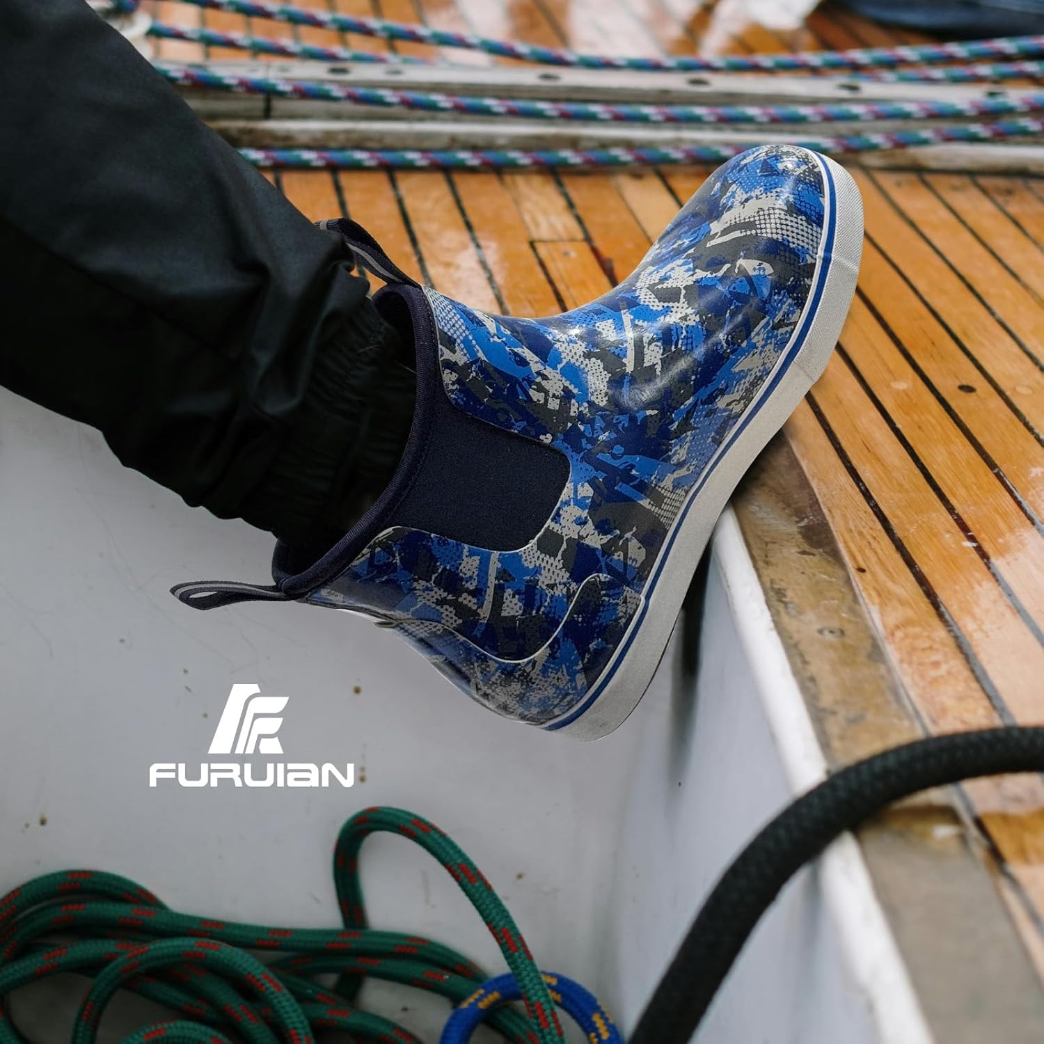 Furuian Men's Deck Boots Fishing Boots Waterproof Rain Boots Ankle Booties Slip On Neoprene Rubber Footwear Chelsea Boots Men botas para hombre for Gardening Fishing Boating Camping Sailing - Image 5