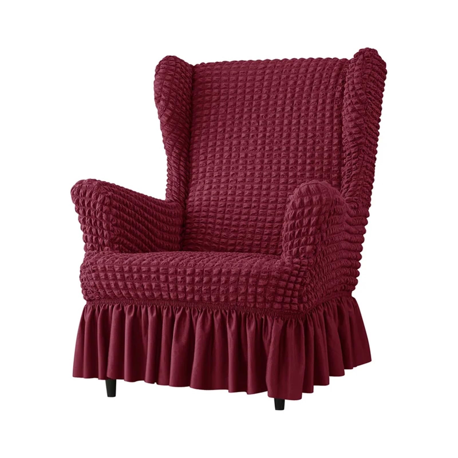 GCYEIDMA Wing Chair Slipcover Seersucker Wing Chair Cover Solid Color Armchair Slipcover Stretch Wingback Sofa Covers with Cushion Home Decor(A4 Wingchair Cover)