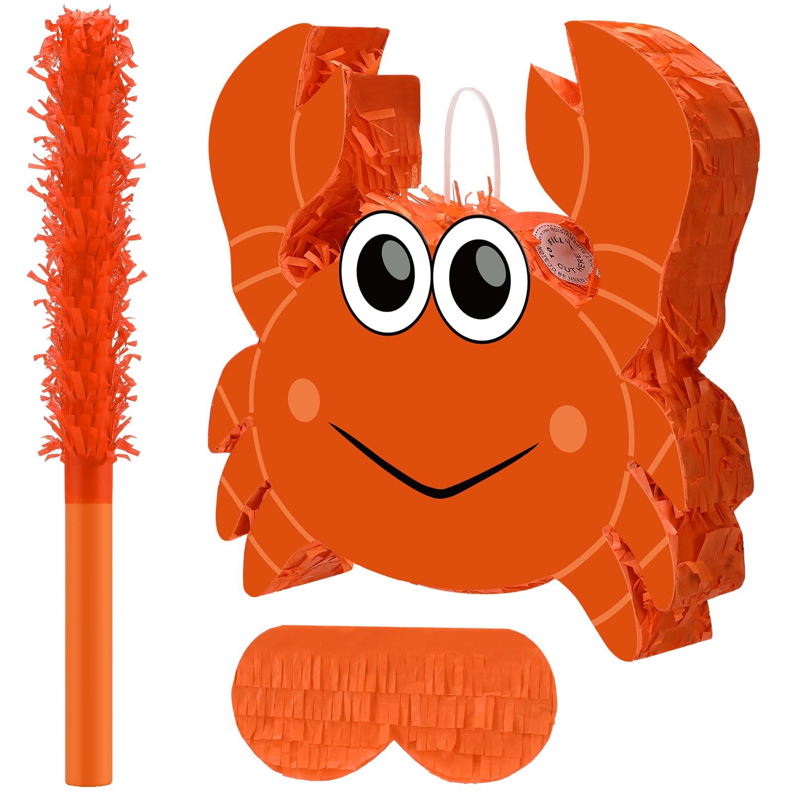 Seenelling Crab Piñata 3D Ocean Birthday Decoration with a Blindfold and Bat for Kids Girls Boys Gift Holiday Piñata Party Baby Shower Supplies