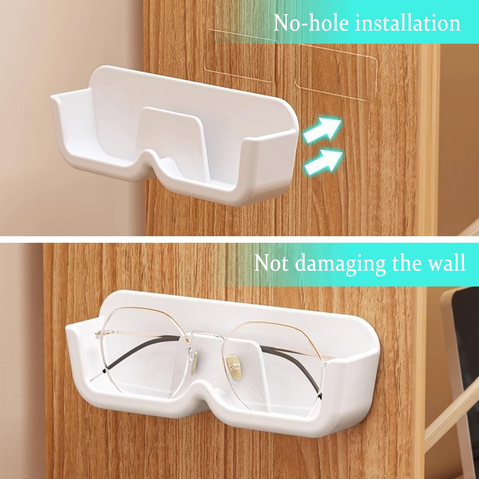 Porta Occhiali Da Parete Autoadesivo Bianco – Organizer Per Bagno, Camera, Ingresso, 19x7.5x5 Cm - 2