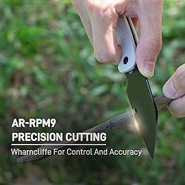 CJRB Pyrite-Light Pocket Folding Knife, 3.34\'\' AR-RPM9 Steel Blade Pocket Knife for Men Women, Folding Knife with Pocket Clip Sharp Camping Hiking Fishing Survival EDC Knives, J1945 Light Gray