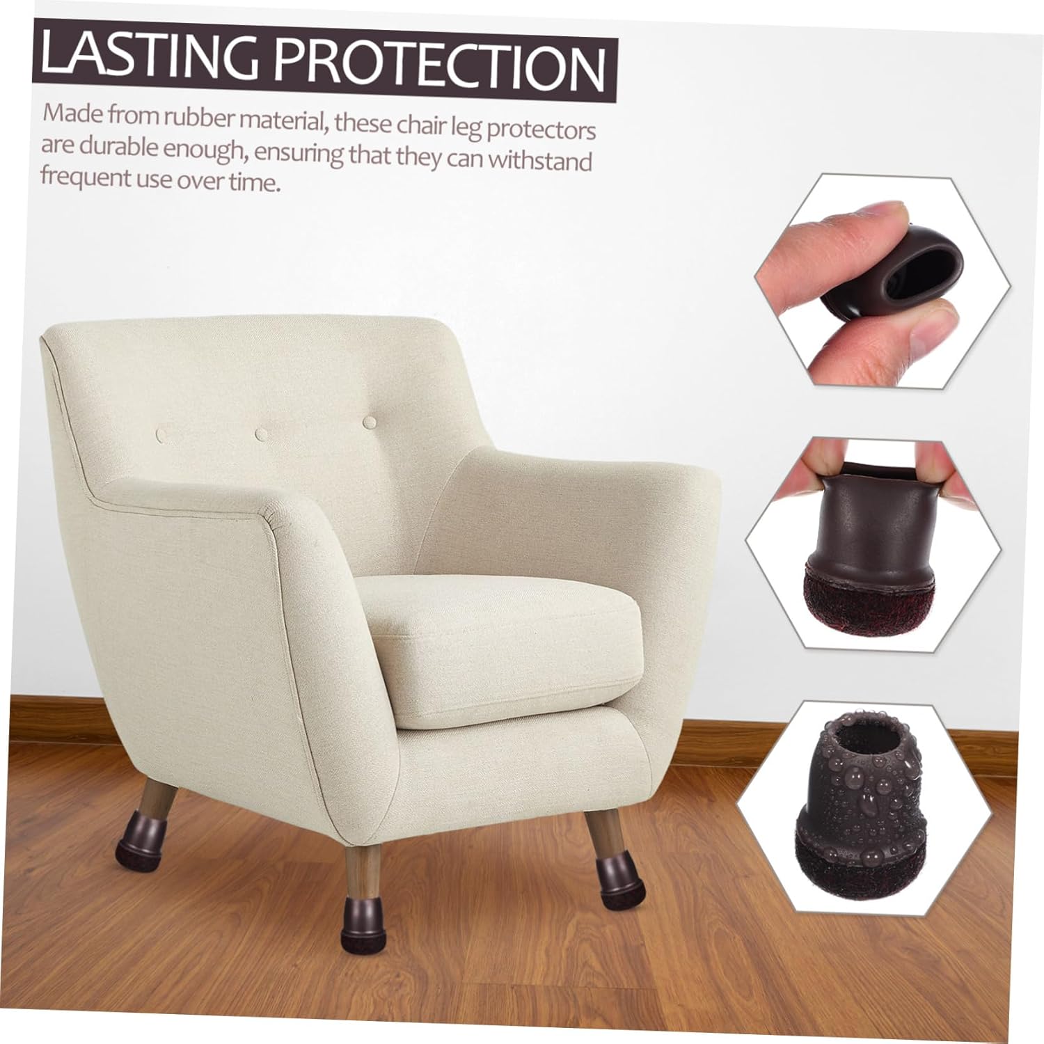 POPETPOP 64pcs Chair Leg Caps Floor Protectors for Hardwood Noise Reduction Easy to Apply Fits Round Legs