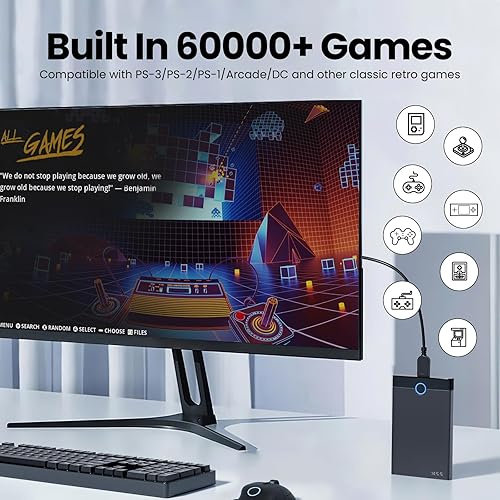 Miniatura 2 de Bearway Retro Game Console 500G HDD- Video Game Console with 60000+Classic Games, External Hard Drive Compatible with 70+Emulators and 3D Games,