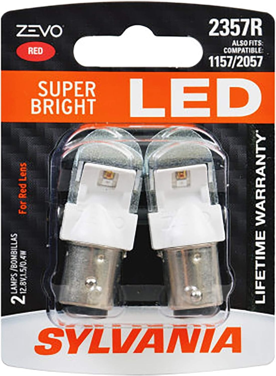 SYLVANIA - 2357 ZEVO LED Red Bulb - Bright LED Bulb, Ideal for Stop and Tail Lights (Contains 2 Bulbs)
