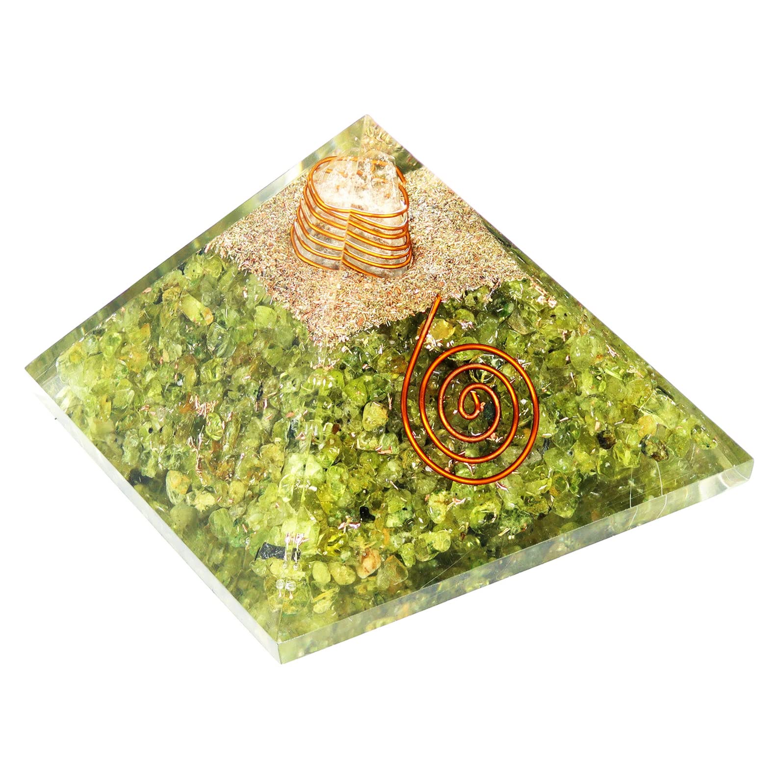 REBUYREBUY Peridot Stone Pyramid Crystal Pyramid Chakra Healing Stone Pyramid