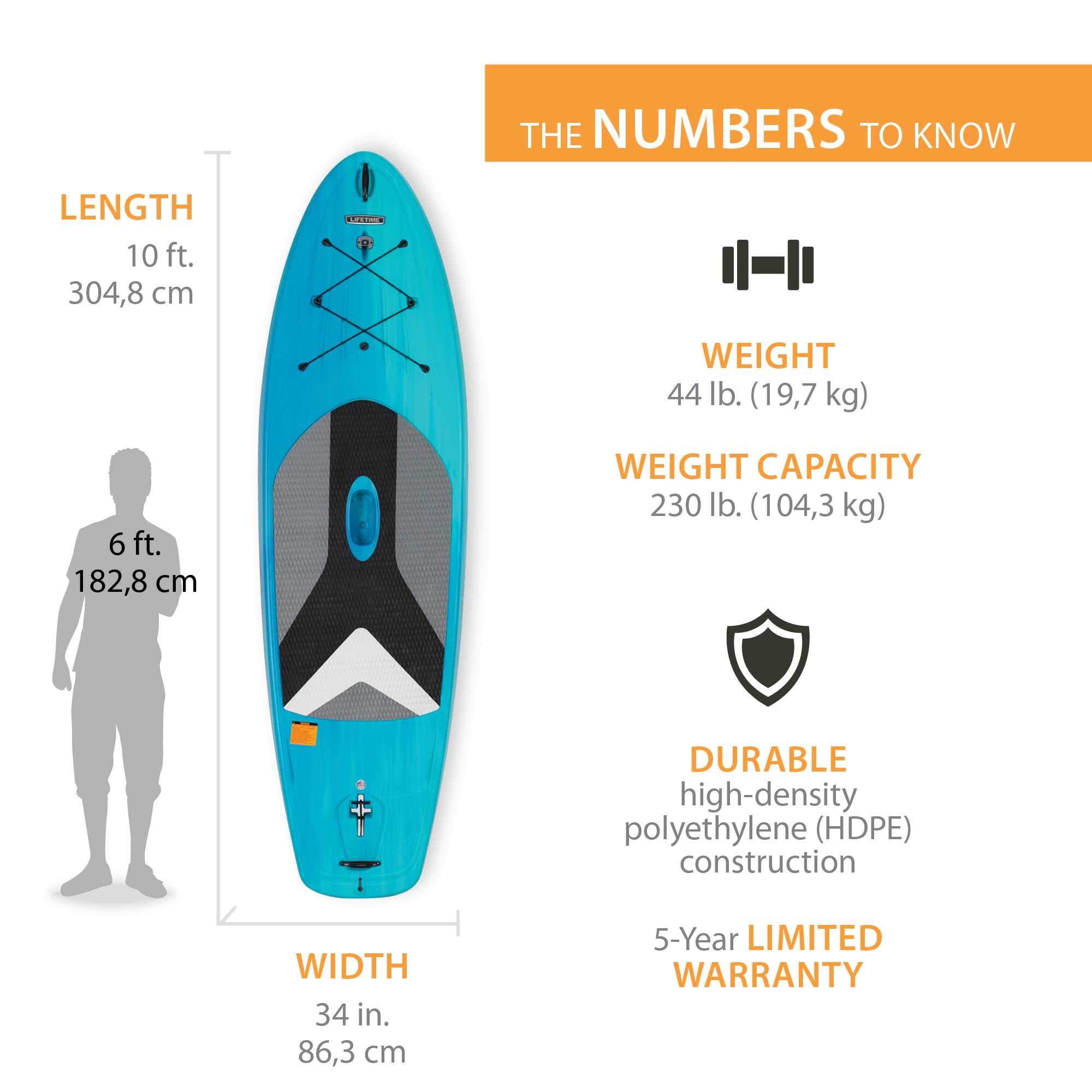 Lifetime 91014 Horizon 100 Stand-Up Paddleboard, 2 Pack, Paddles Included, 10 feet