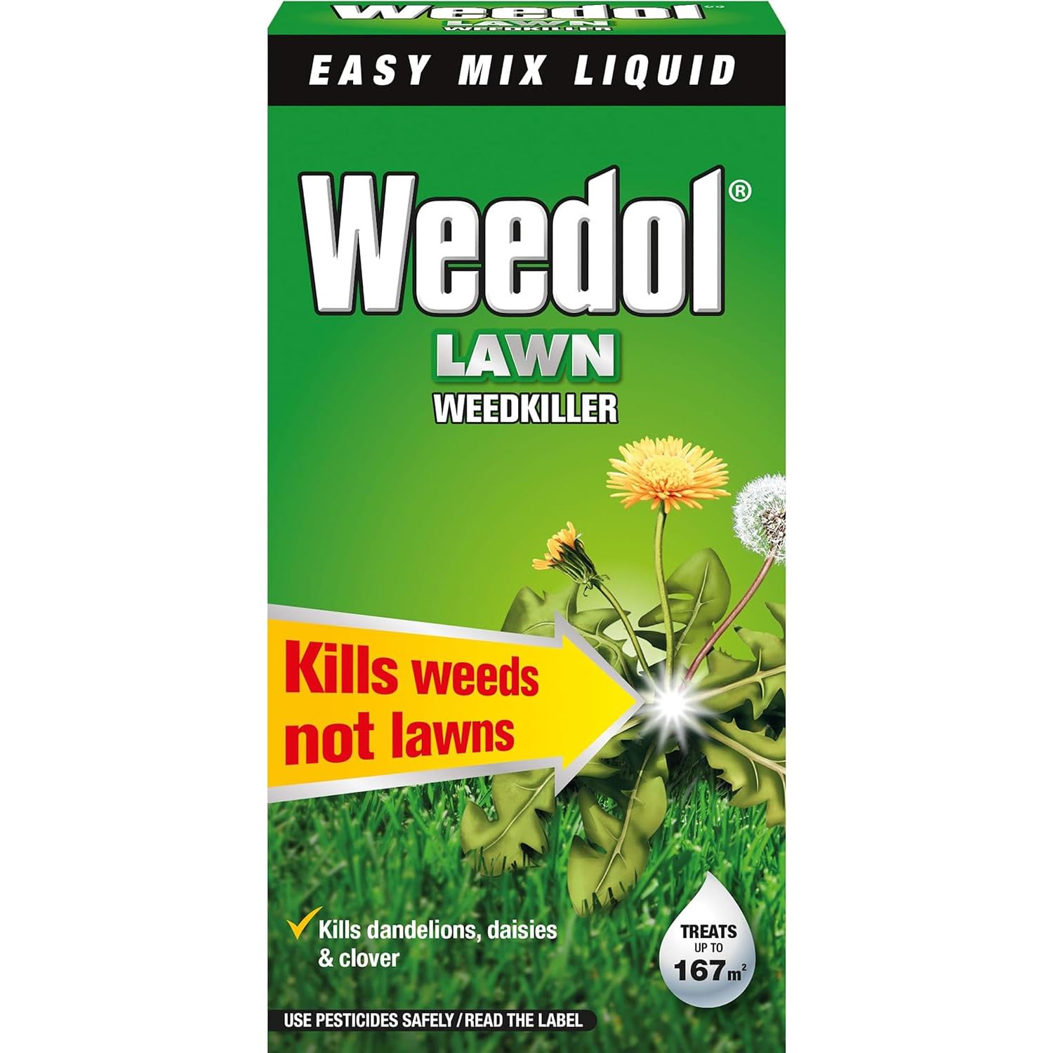 AMK® Weedol Lawn Weedkiller Concentrate 250ml Selective Treatment Kills Broadleaf Weeds Not Grass Garden Control Care for Dandelion Daisy Clover Plantain Buttercup Lush Turf