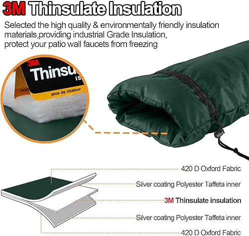 Vista 44 de Cubierta extendida para grifo de exterior para parque de caravanas, aislamiento Thinsulate 3M, protector de congelación para invierno y verano, 35