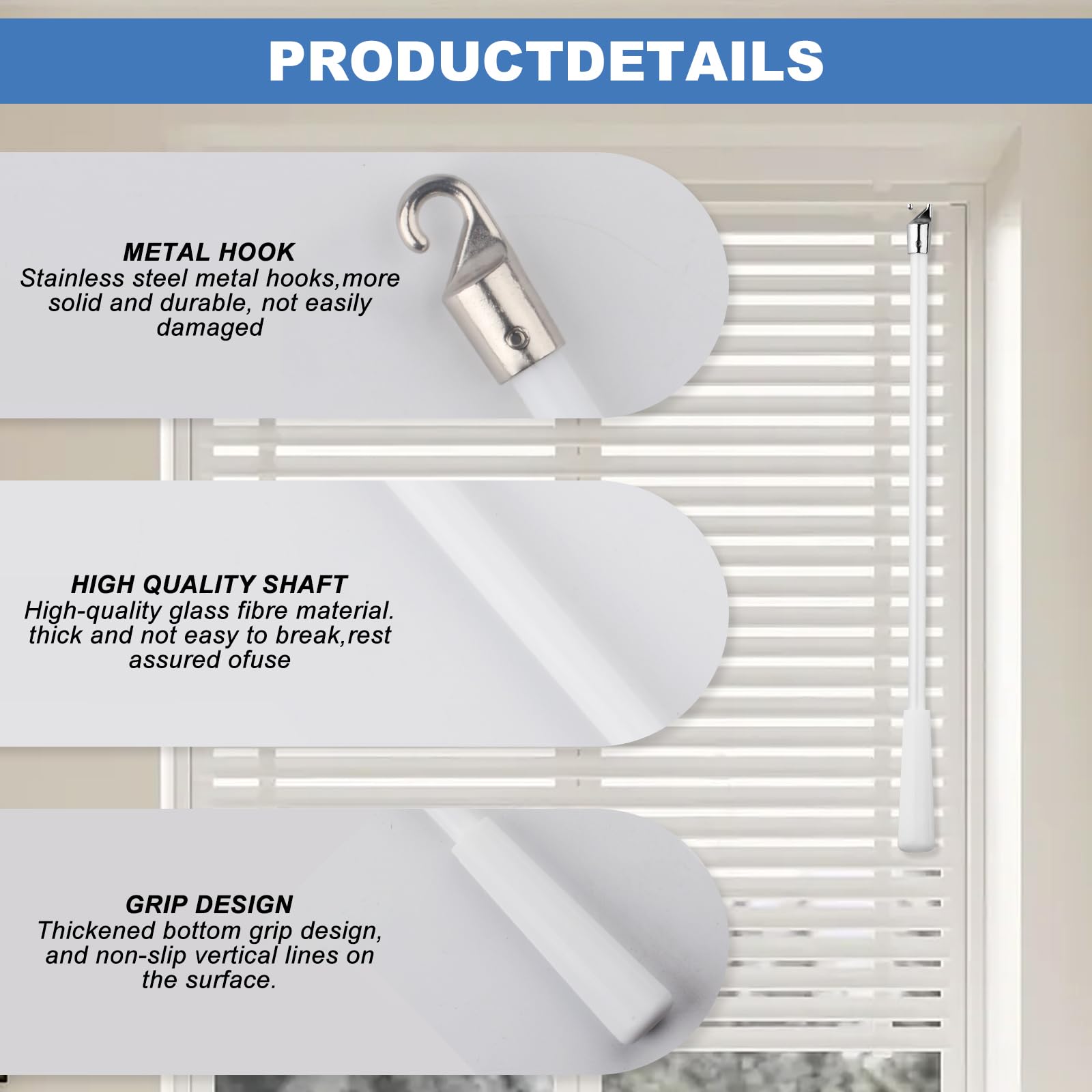 Window Tilt Rods Blind Stick 12 Inches s, Vertical Blinds Wand Replacement, White ...