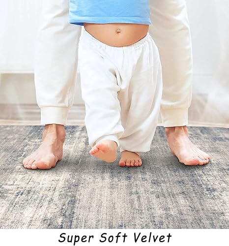 Miniatura 6 de Tapete pequeño 3 x 5 pies, para sala, dormitorio o cocina, lavable a máquina, antideslizante y duradero, estilo moderno y abstracto, para entrada,