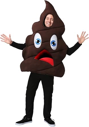 Fun Costumes Mens Funny Happy Poop Halloween Costume | Adult Turd Pullover with Appliqued Face for a Hilarious and Playful Look Standard