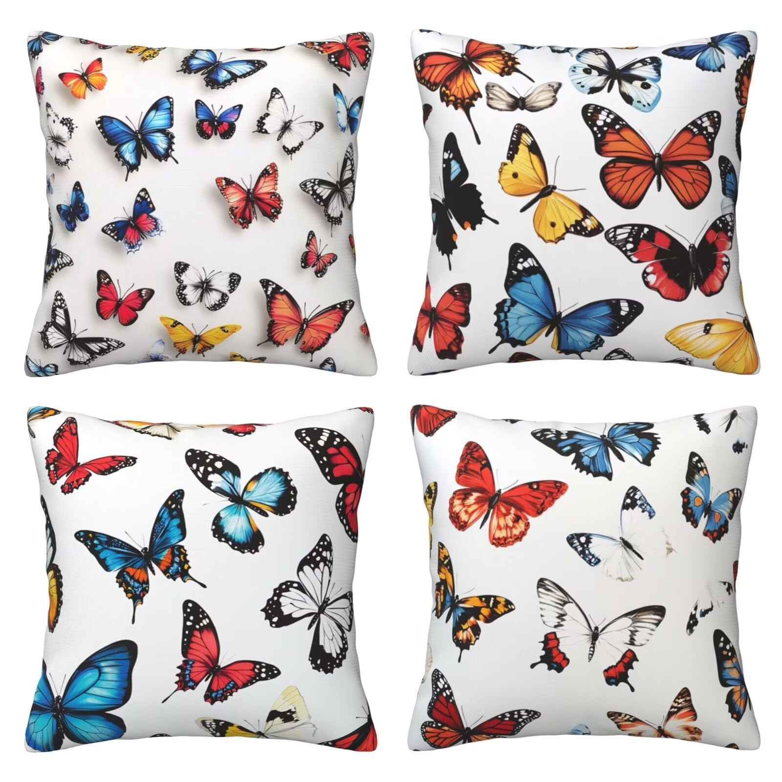 Housses de coussin motif papillon en peluche pour cocooning sur canapé-lit 60x60