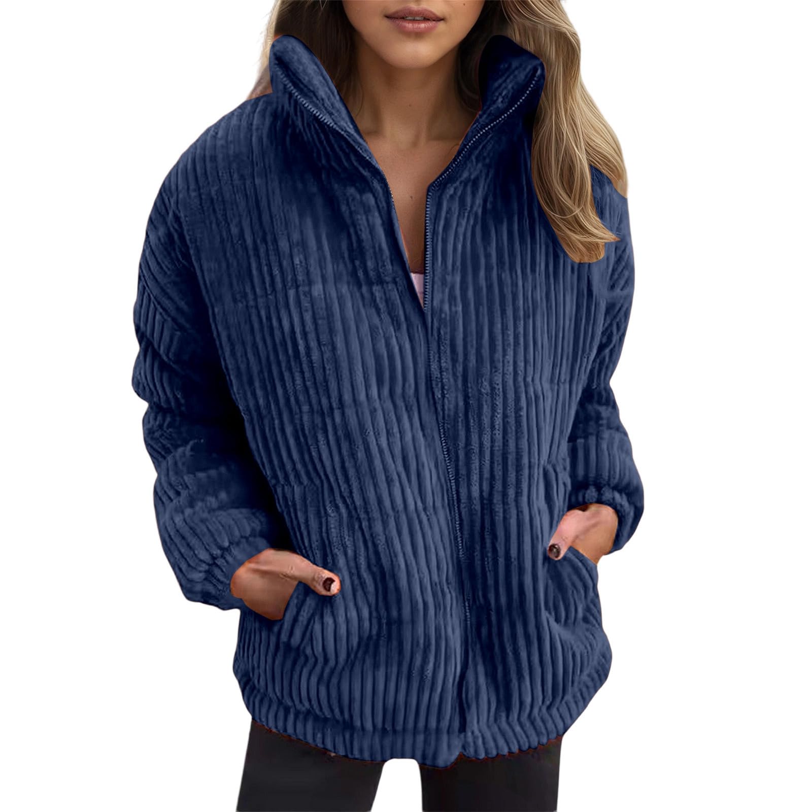 Chaqueta Mujer Invierno Chaquetas casuales elegantes cuello manga larga abrigo corto bolsillo uso diario mujer