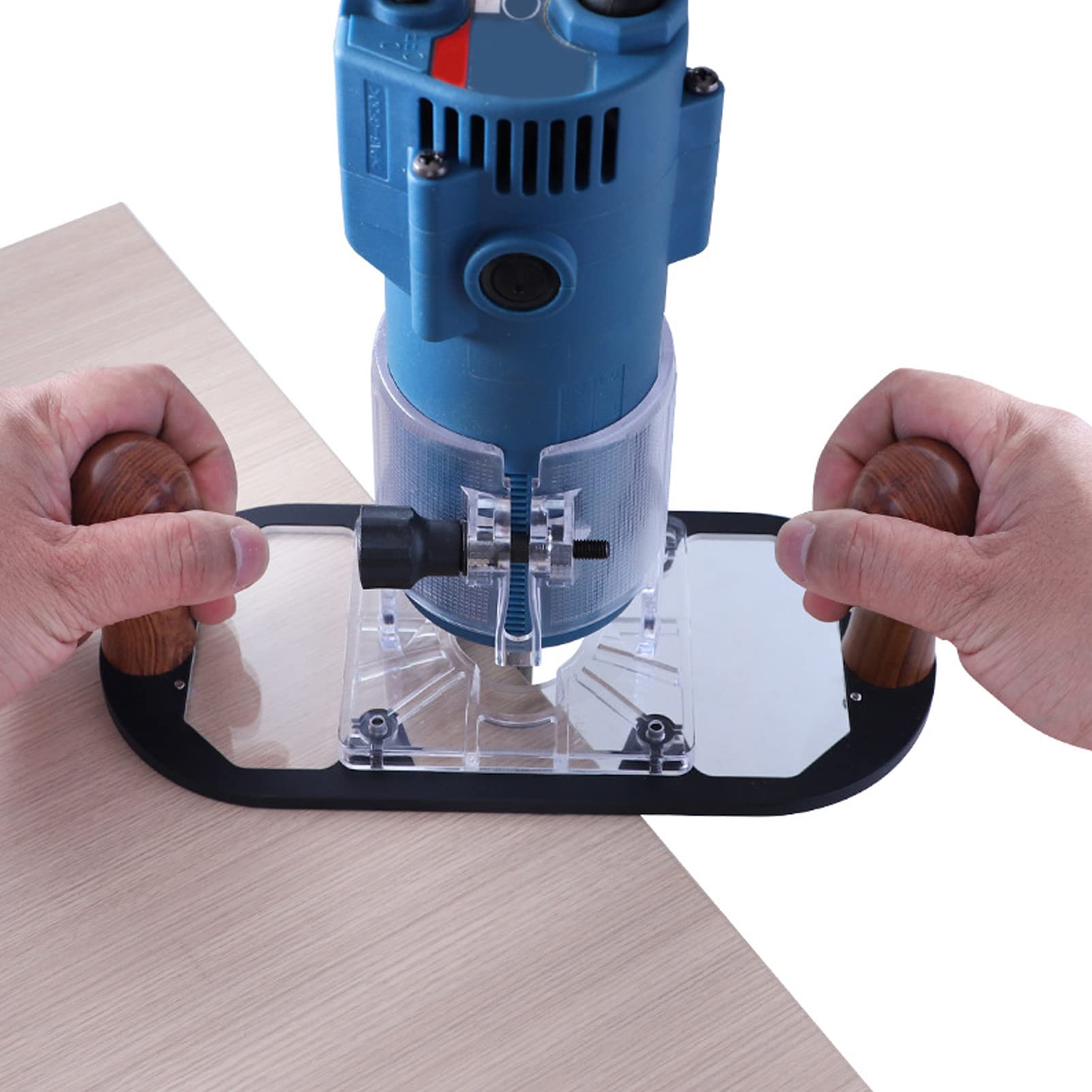 Base de recortadora para carpintería, base protectora de plástico transparente para enrutador, accesorio para herramientas eléctricas de bricolaje con marco de aleación de