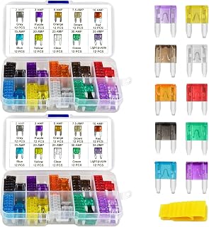 MuHize Blade Fuse Kit - Upgraded 240PCS Mini ATM/APM Blade Fuse Assortment w/Case - (2A 3A 5A 7.5A 10A 15A 20A 25A 30A 35A) Fuses for Marine, Boat, RV, Truck & Auto - Anti-Corrosion