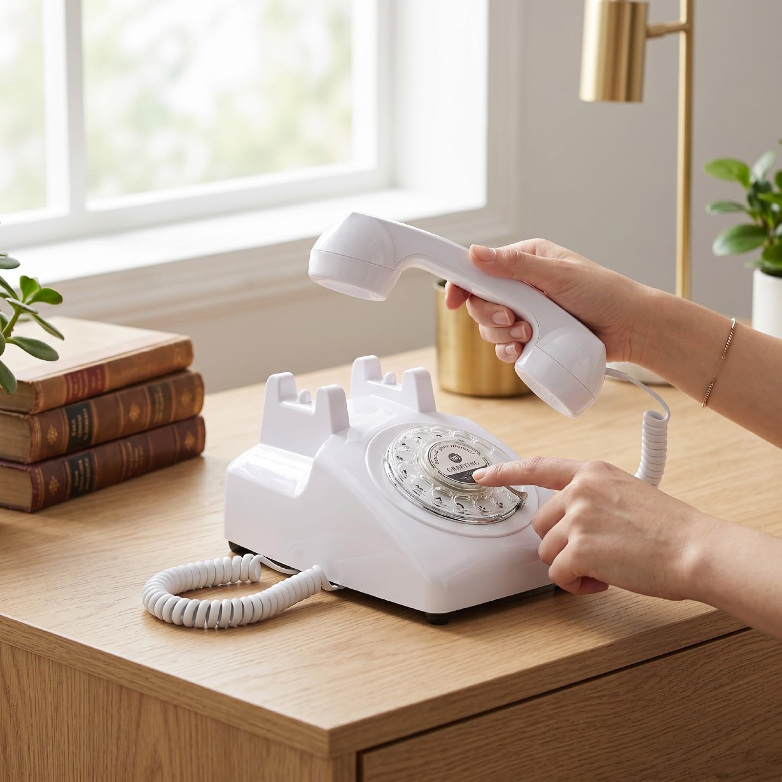 Dpofirs Registratore Vocale per Telefono Rotante Vintage, Telefono per la Registrazione di Messaggi retrò con Auguri Personalizzabili per Il Libro degli Ospiti Sonoro del Matrimonio e Le