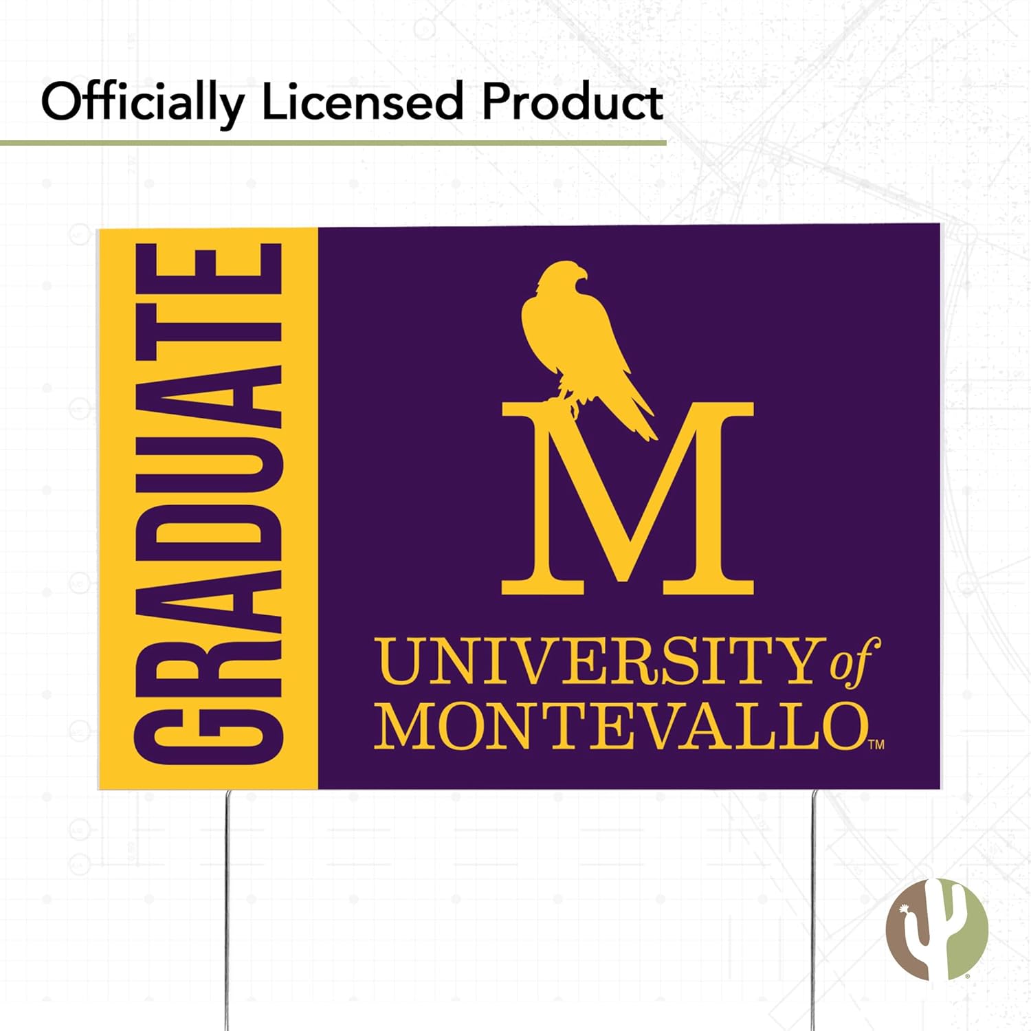 Desert Cactus University of Montevallo Falcons 12x18" Graduate Graduation Celebration Yard Sign Graduates Outdoor Lawn Display with Stakes (Grad Sign 3)