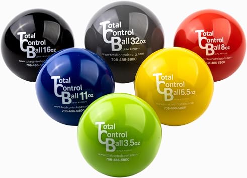 Total Control Sports Weighted Plyo Ball Set Includes 3.5, 5.5, 8, 11, 16, 32 OZ Balls Baseball Training Equipment Will Increase Pitching Throwing Velocity for Any Sport Including Softball