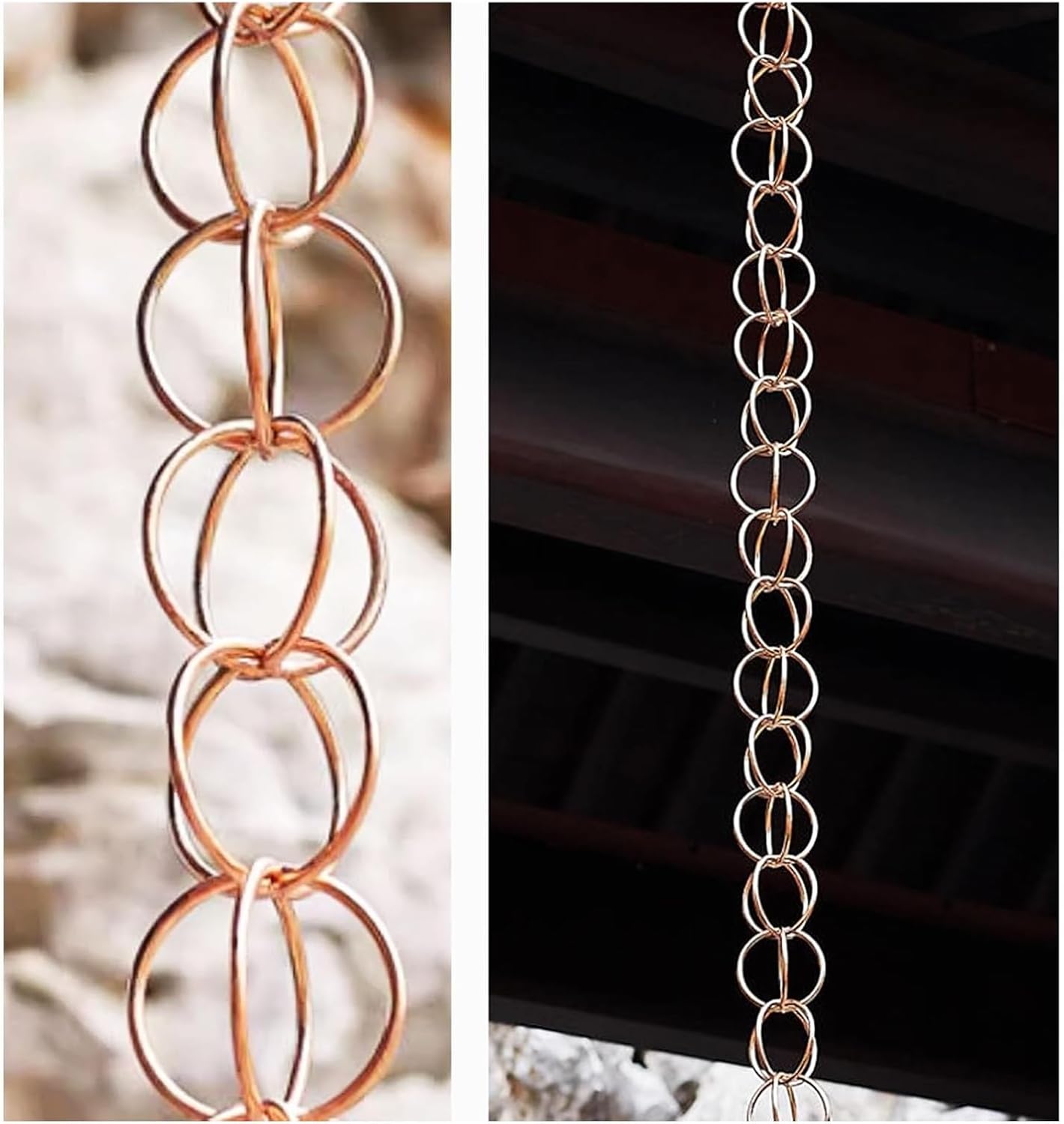 Rain Chains，Decor Rain Chain ， Ring Rain Chains Copper, Replacement Downspout for Gutters, Metal Rain Catcher Chain Bell(Ligjt Grey,2.6m/8.5ft)