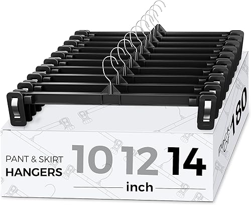 Miniatura 18 de Smartor - Perchas ahorradoras de faldas, paquete de 150 unidades, perchas delgadas de plástico para pantalones y pantalones cortos, con estrías