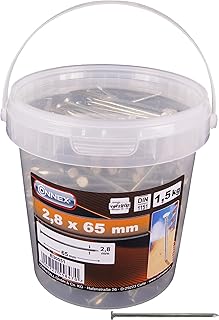 Connex Drahtstifte 2,8 x 65 mm - 1500 g - Senkkopf - Verzinkt - Aufbewahrung in praktischem Eimer - Für den universellen Einsatz / Stahlnägel / Drahtnägel / Nagel-Sortiment / Großpack / B30051