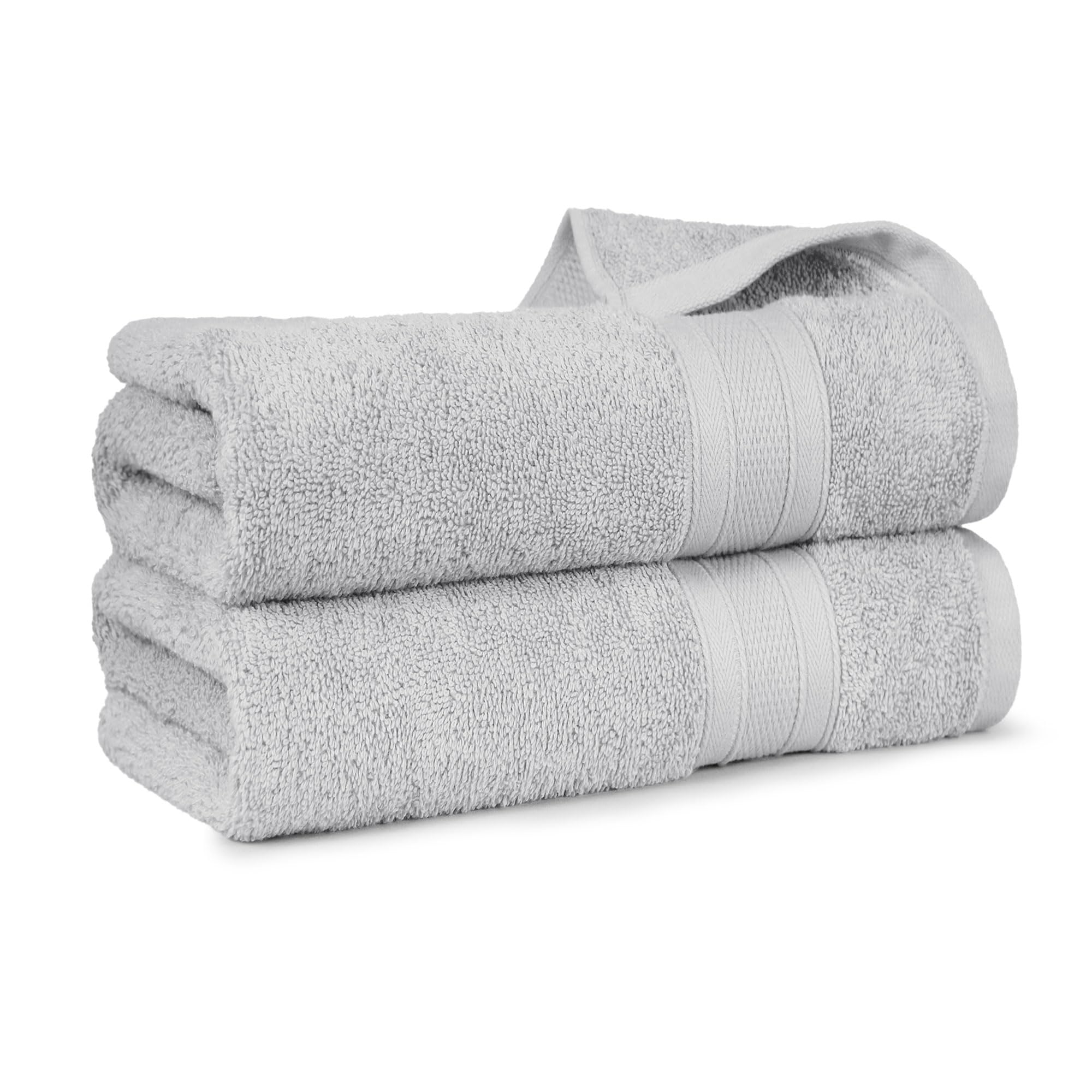 Trident Soft Comfort Air Rich 100% Cotton Towels for Bath, 500 GSM Large Size Bathroom Towels for Men/Women, 2 Pc Bath Towel Set (69cm x 137cm), Silver