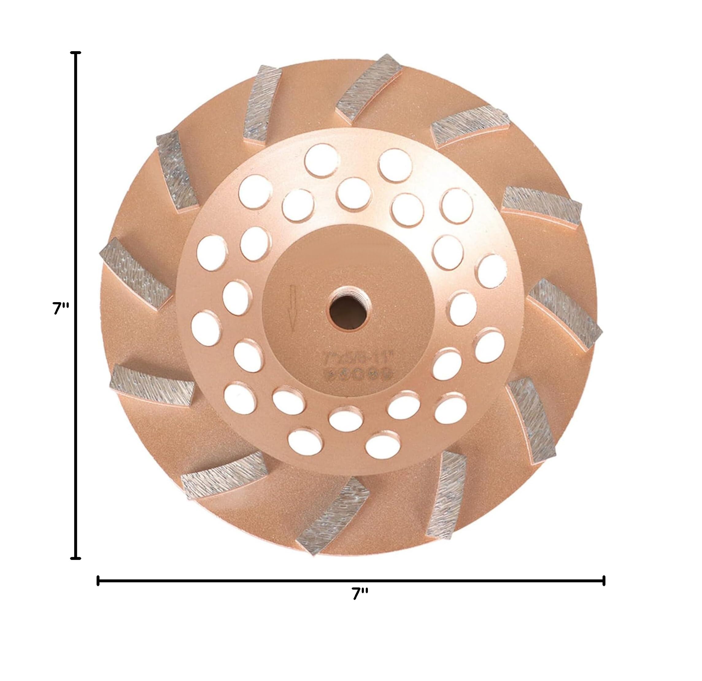 Discos abrasivos de Diamante Turbo de 7 Pulgadas y 12 segmentos, Eje de 5/8 de Pulgada -11, Discos abrasivos de Copa de Diamante, Aptos para hormigón y mampostería. Disponibles.