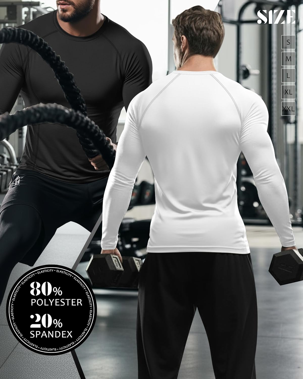 Neer 4 Pcs Mens Compression Shirts Raglan Long Sleeve Slim Fit Crew Neck Tops Workout Athletic Cool Dry Base Layer Gym Tees - Image 7