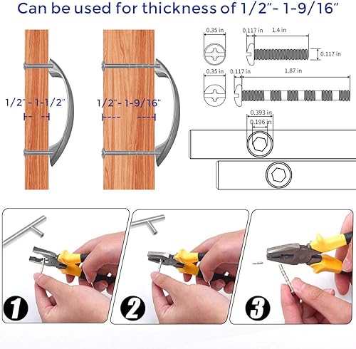 Miniatura 4 de Manijas para gabinete de cocina, negro, herraje para armario, alacena, cajón de cocina