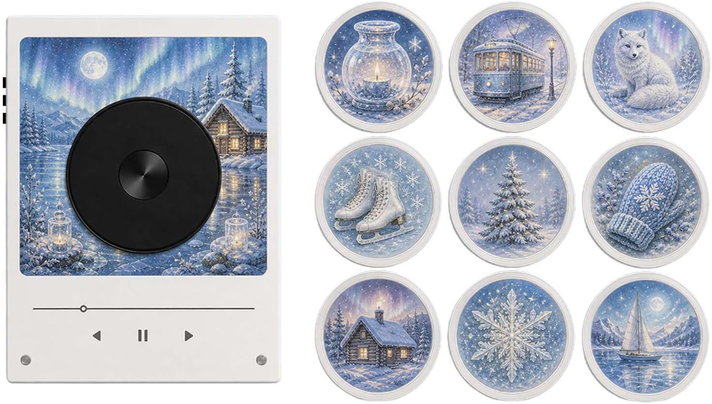Music Box Retro Record Player Acrylic Christmas NFC Tabletop Ornament (#B)