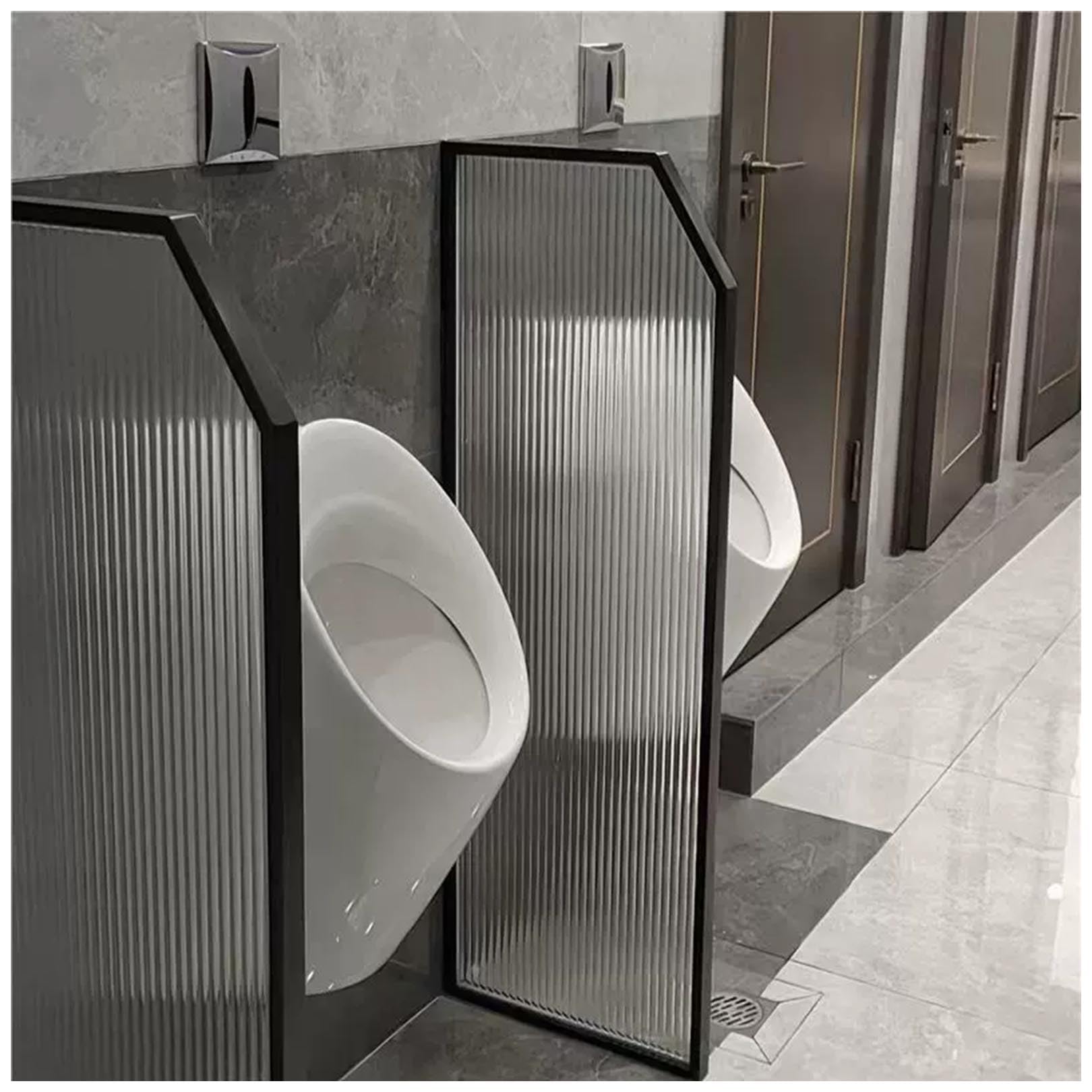 Separador de urinario masculino de pared en vidrio templado de alta gama