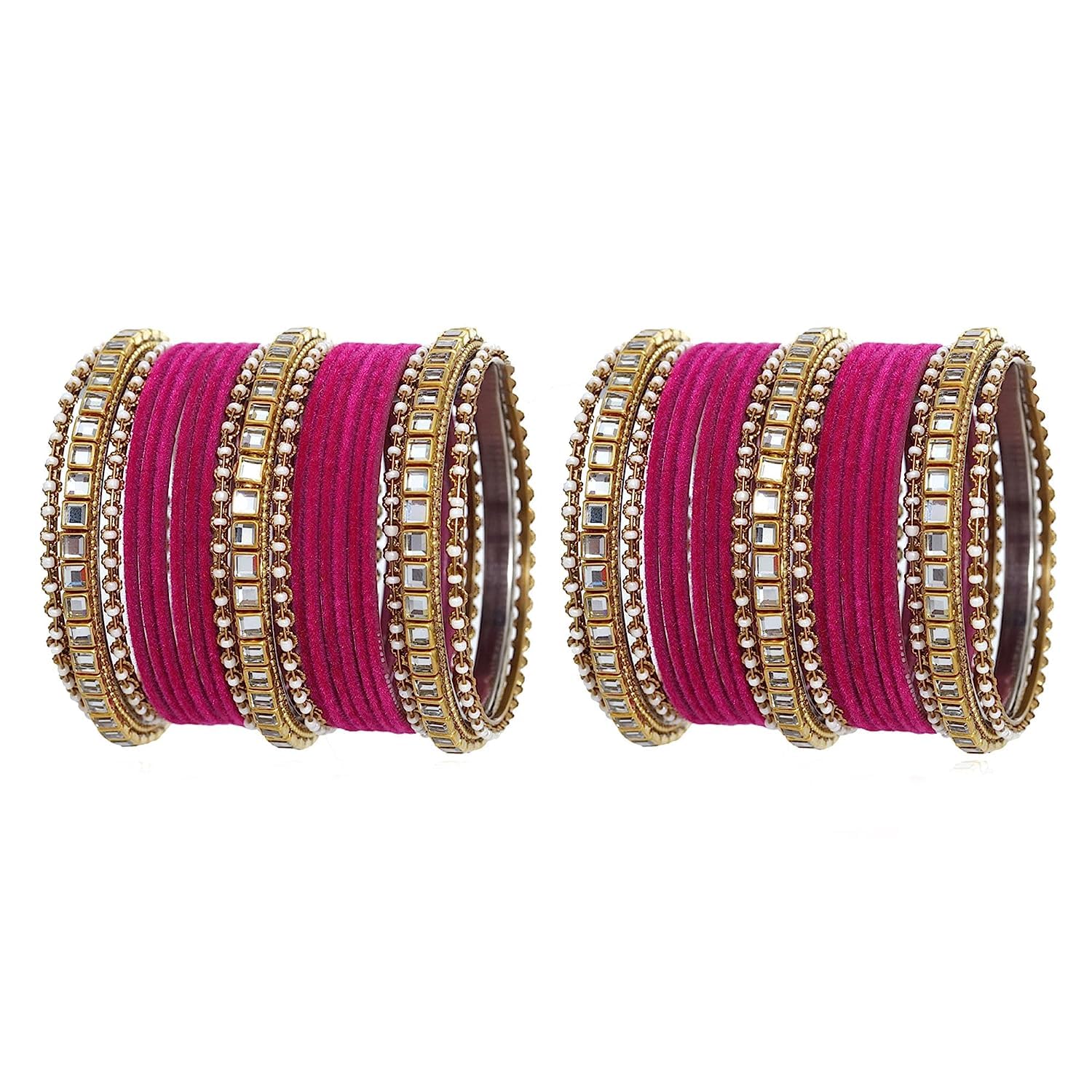 T4 Jewels Stones Studded Latest Fashion Jewellery Kundan Glossy Velvet Metal Bangles Set For Women & Girls_Magenta_2.4 (B0CSDRWQVW) Amazon Price History, Amazon Price Tracker