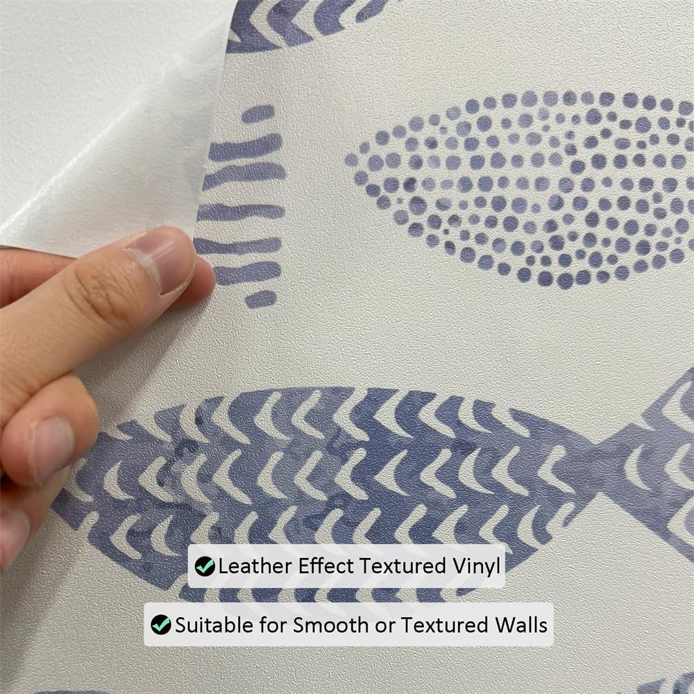 Papel Pintado Autoadhesivo Peces Mar Azul - Extraíble, Impermeable, Adhesivo Vinilo para Muebles y Decoración - 2P (38.6x250.6cm)