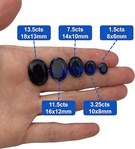 Miniatura 4 de Oval Loose Synthetic Sapphire Stone Royal Blue Corundum Gemstone Cut Faceted 3A VVS (1Pcs)