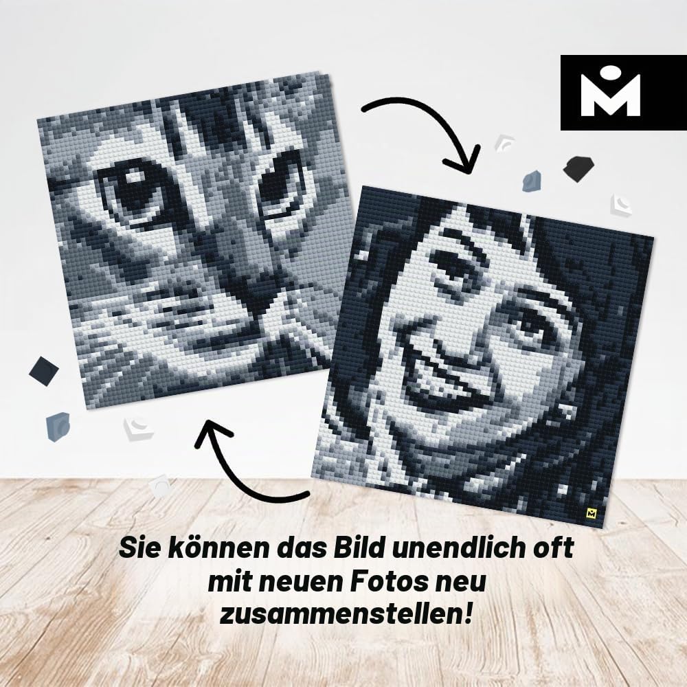 Set S- Klemmbaustein Mosaik Foto Bausatz, personalisiertes Geschenk, Benutzerdefiniert, Bild Baukasten, Bauset, Pixel Art Kunst Steckbaustein Gemälde