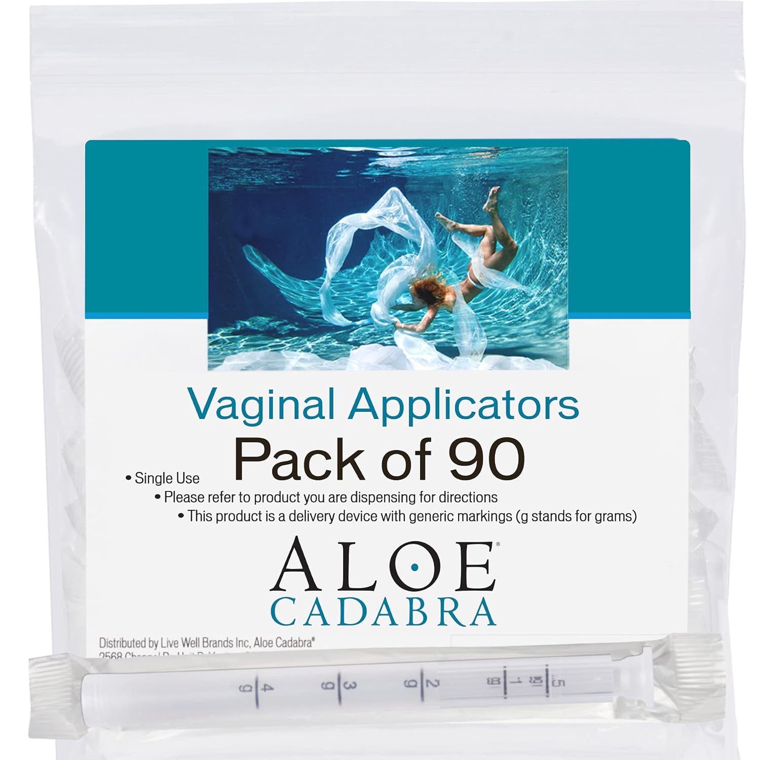 Aloe Cadabra Disposable Vaginal Applicators – Drug-Free, Hormone-Free, Individually Wrapped, Hygienic Design with Pre-Measured Dosage Markings – 90 Pack Compatible with Lubricants & Creams