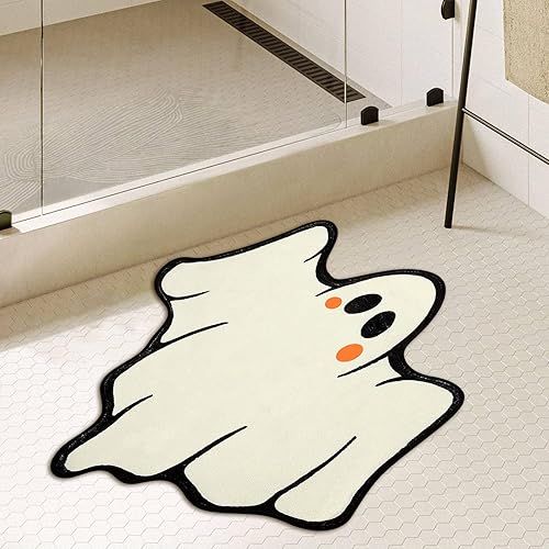 Miniatura 9 de Tapete de baño de fantasma de Halloween, tapete antideslizante de fantasma, tapete suave y absorbente, tapete de otoño para otoño, Acción de