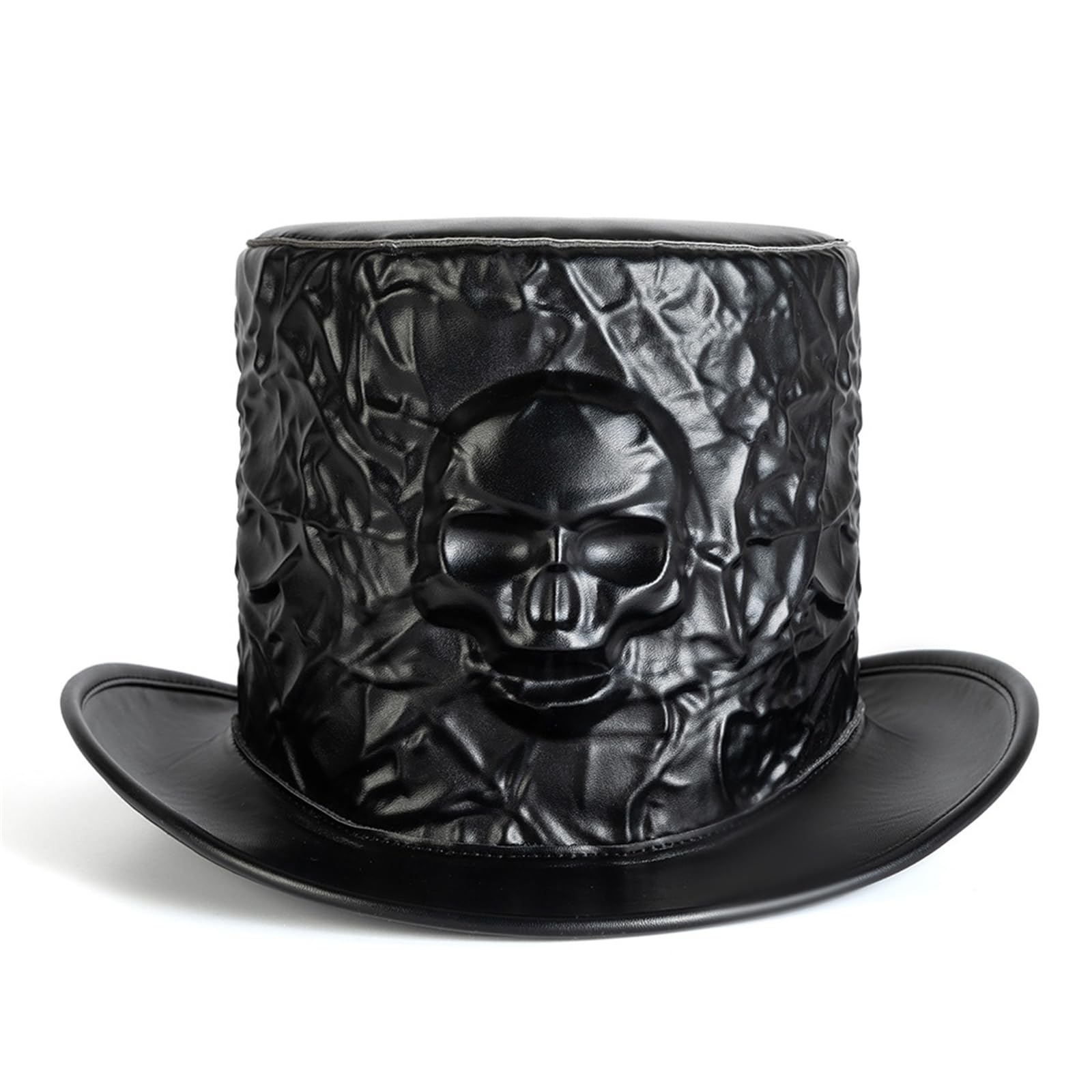 Chapeau haut-de-forme à large bord et détails punk gothiques - 8
